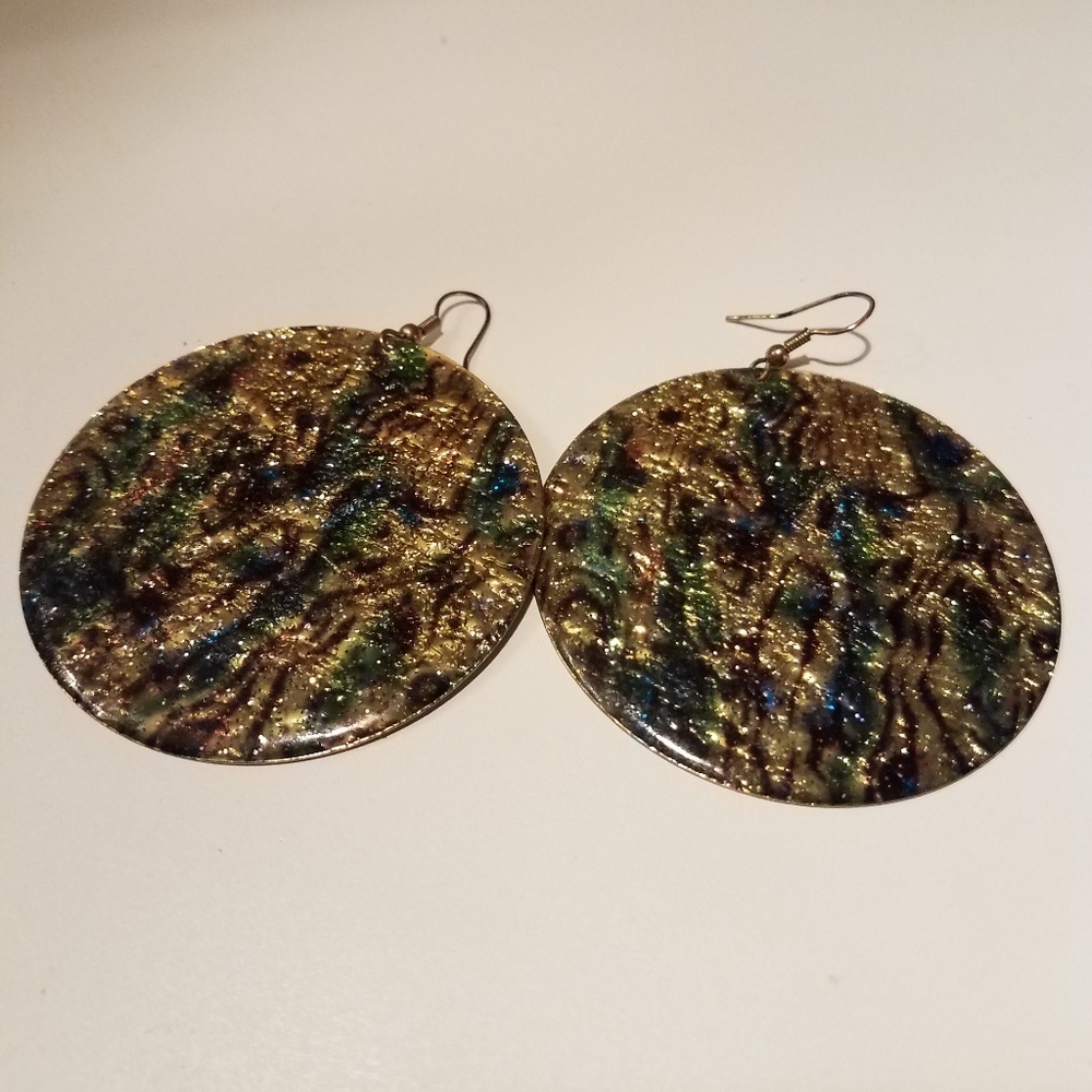 Green Gold Blue Black Blend Earrings